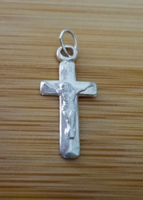 9x20mm Small Thin Crucifix Cross Sterling Silver Pendant Charm 