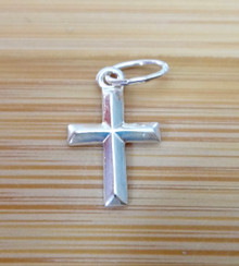 Very Tiny 12x7mm Beveled Cross for Baby or Child Sterling Silver Charm