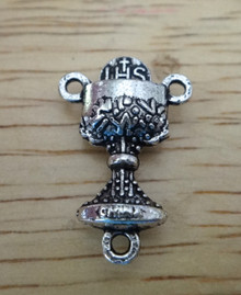 15x22mm Silver Pewter Goblet Shaped Rosary Center with IHS and Cross Eucharist Charm