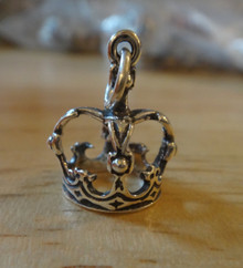 3D 15x18mm Sterling Silver Crown Queen Princess King Charm