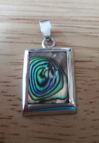 16x31mm 4g Rectangle Abalone Shell Sterling Silver Pendant Charm