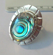 size 8 Sterling Silver 12g Lg Fancy Oval Abalone Ring
