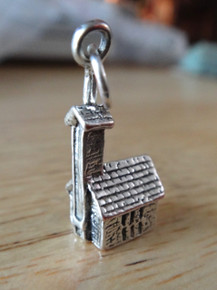 10x20mm 3D  Wedding Church Chapel Cathedral Sterling Silver Charm