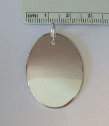 XL Engravable 33 mm Oval Disk Sterling Silver Charm
