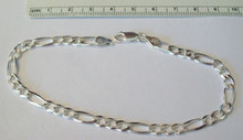 9" Sterling Silver 7g 5mm Figaro Men's or Ankle Bracelet