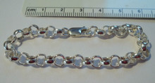 7.25" Med 11g Rolo 6 mm Sterling Silver Charm Bracelet