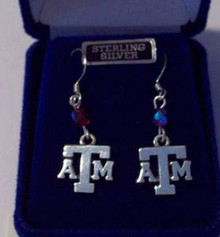 Texas A&M University Aggie ATM Bead Sterling Silver Earrings
