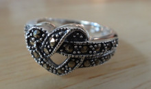 size 7, 8, or 9 Sterling Silver Open Knot Heart Marcasite Ring