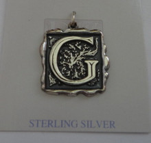 Lg Heavy Alphabet Letter Initial G Sterling Silver Charm