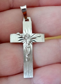 33x20mm 3gram Bright Crucifix with Jesus Cross Sterling Silver Charm