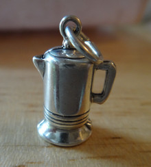 Large Heavy Coffee Pot Sterling Silver Charm