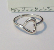 size 6 7 or 8 Sterling Silver Open Side Heart Shaped Ring