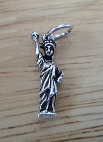 3D 5x20mm New York City Statue of Liberty Sterling Silver Charm