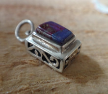 8x13mm Reversible Rectangle Purple Pendant Sterling Silver Charm