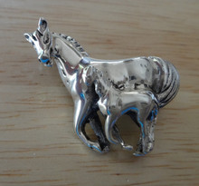 Lg Hvy 12 gram Horse Mare Foal Colt Sterling Silver Pin Pendant