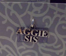 Texas A&M University ATM Aggie Sis Sister Sterling Silver Charm