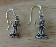 10x16mm Cute Angel with Violin on 15mm Sterling Silver Wire Earrings