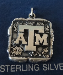20x22mm Licensed Square Texas A&M University ATM Aggie Sterling Silver Charm
