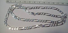 20" Sterling Silver 7 mm Heavy 33gr Figaro Necklace Chain