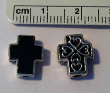 Small 11x10mm Reversible Black Onyx Cross Sterling Silver small hole Bead
