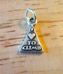 says I Love (heart) to Climb Sterling Silver Charm