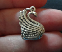 Large 3D Swan Bird Animal Sterling Silver Charm