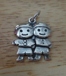 16x18mm 2 Boys Brothers Twins Sons Engravable Sterling Silver Charm
