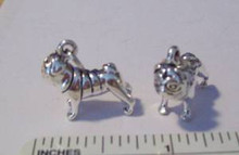 18x17mm 3D Standing Pug Dog Sterling Silver Charm