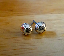 Tiny 6mm Basketball Ball Sterling Silver Stud Earrings