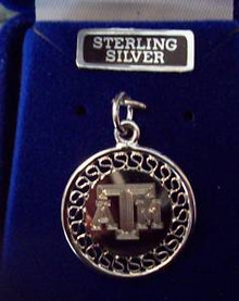 Texas A&M University Engraved Aggie ATM Sterling Silver Charm
