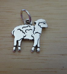 15x15mm Detailed Flat Lamb Sheep Sterling Silver Charm