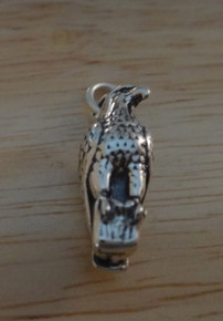 3D 7x18mm Solid Bird Bald Eagle Sterling Silver Charm