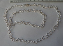 24" Sterling Silver 7x6mm Heart Shape Link Chain Necklace