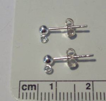 Sterling Silver Add charm or bead 3mm Round Ball Stud Earrings