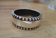 size 8 Sterling Silver 7 mm wide Band Dots Edge Ring