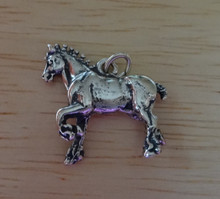 21x20mm Leg up Clydesdale Horse Sterling Silver Charm