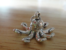 xLg Octopus Squid Calamari Fish Sterling Silver Charm
