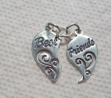 Movable Lg Best Friends Heart 2 for 1 Sterling Silver Charm