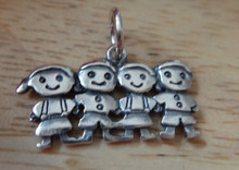 26x14mm 4 Kids 2 Girls 2 Boys Quadruplets Sterling Silver Charm