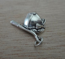12x20mm Horse Polo Riding Hat & Crop  Sterling Silver Charm