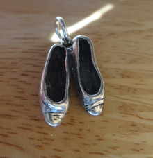 3D 13x21mm Fixed Flats Slippers Shoes Sterling Silver Charm