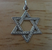26x19 mm Textured Detail Star of David Sterling Silver Charm
