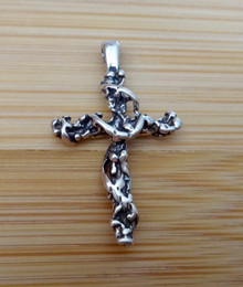 14x23mm Small Vine Covered Cross Sterling Silver Charm