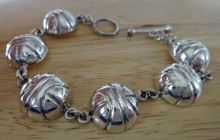 7.25" Sterling Silver 20g Basketball 16mm Ball Link Bracelet Toggle clasp