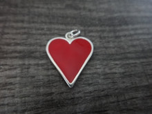 17x20mm Sterling Silver Red Enamel Heart Charm