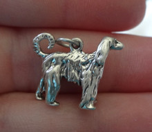 20x16mm 3D 5g solid Hvy Solid Afghan Hound Dog Sterling Silver Charm