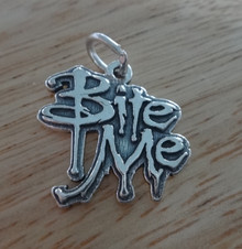 19x18mm says Bite Me Vampire Sterling Silver Charm!