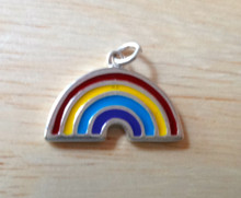 14x21mm Multi-colored Enamel Rainbow Sterling Silver Charm!