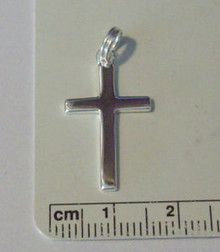 Medium Thin Plain Cross Pendant Sterling Silver Charm