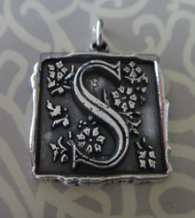 20x22mm Heavy Alphabet Letter Initial S Sterling Silver Charm
